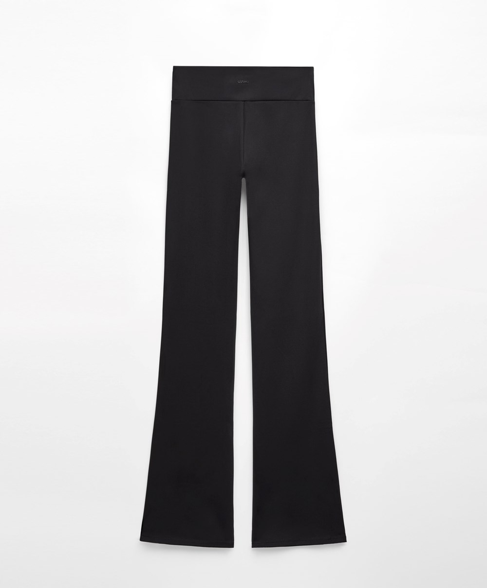 Black Oysho Low-rise Comfort Flare Trousers | GFEP15603