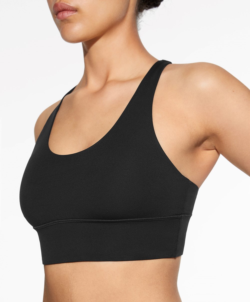 Black Oysho Medium-support Sports Bra With Cups | XTYH79125