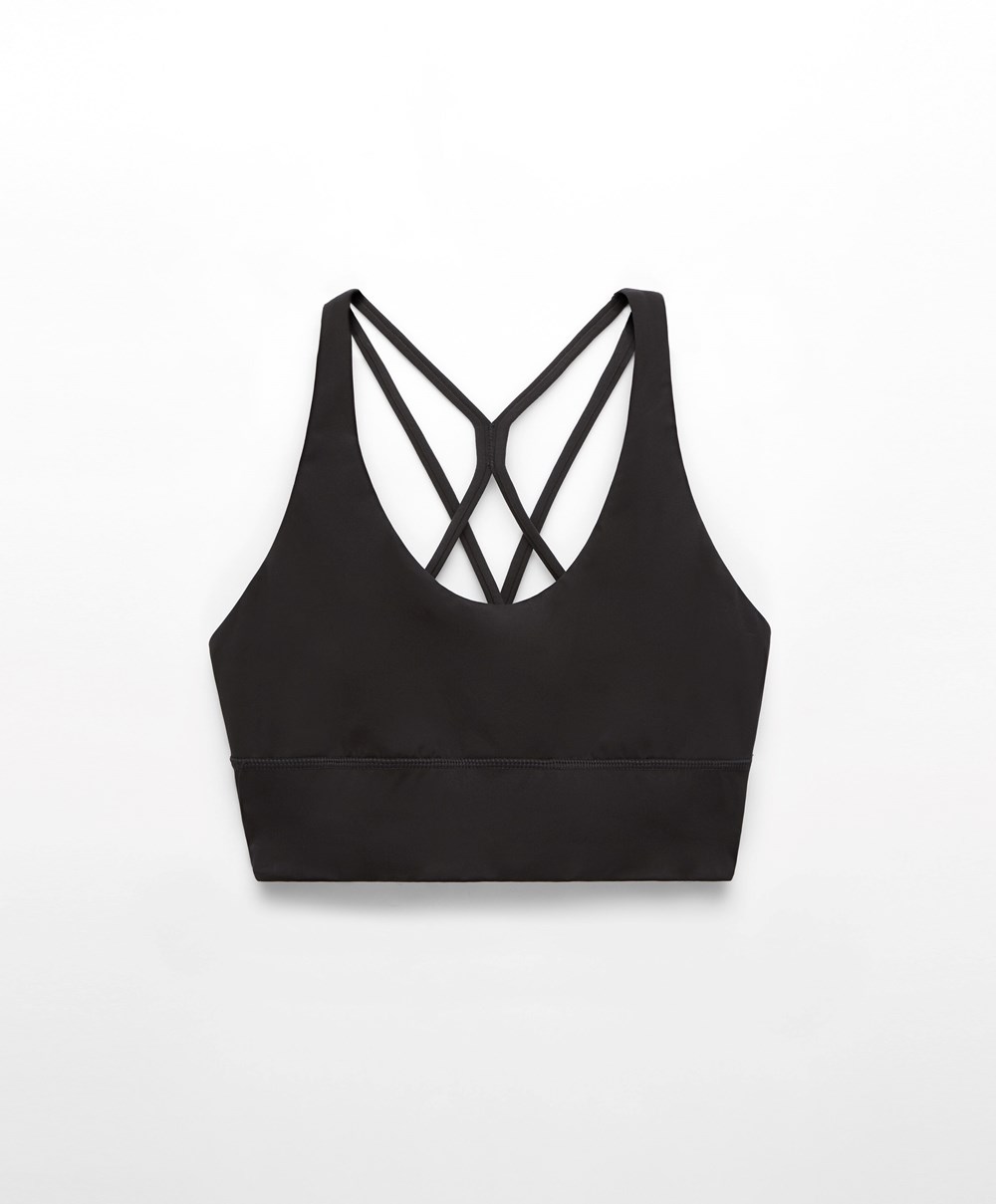 Black Oysho Medium-support Sports Bra With Cups | XTYH79125