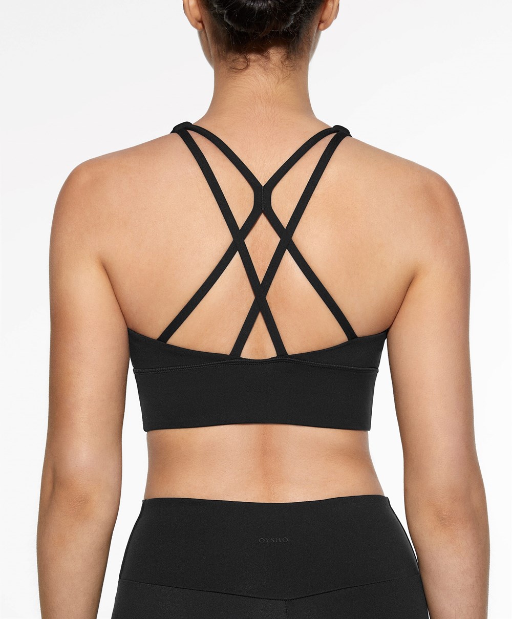 Black Oysho Medium-support Sports Bra With Cups | XTYH79125