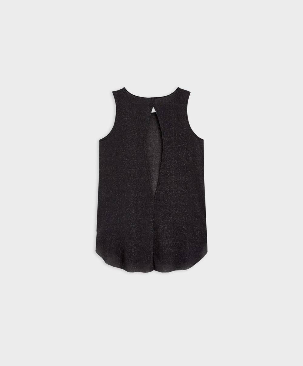 Black Oysho Metallic Thread Sleeveless Top | FTXN05173