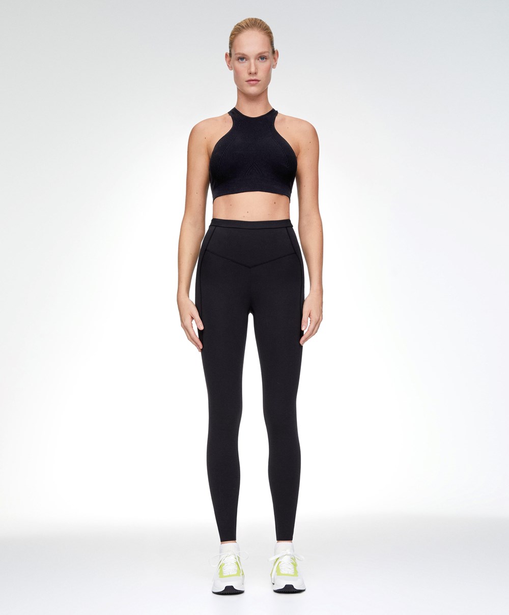 Black Oysho Microperforated Seamless Tank Top | VNSP90764