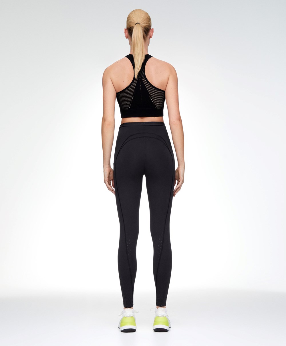 Black Oysho Microperforated Seamless Tank Top | VNSP90764