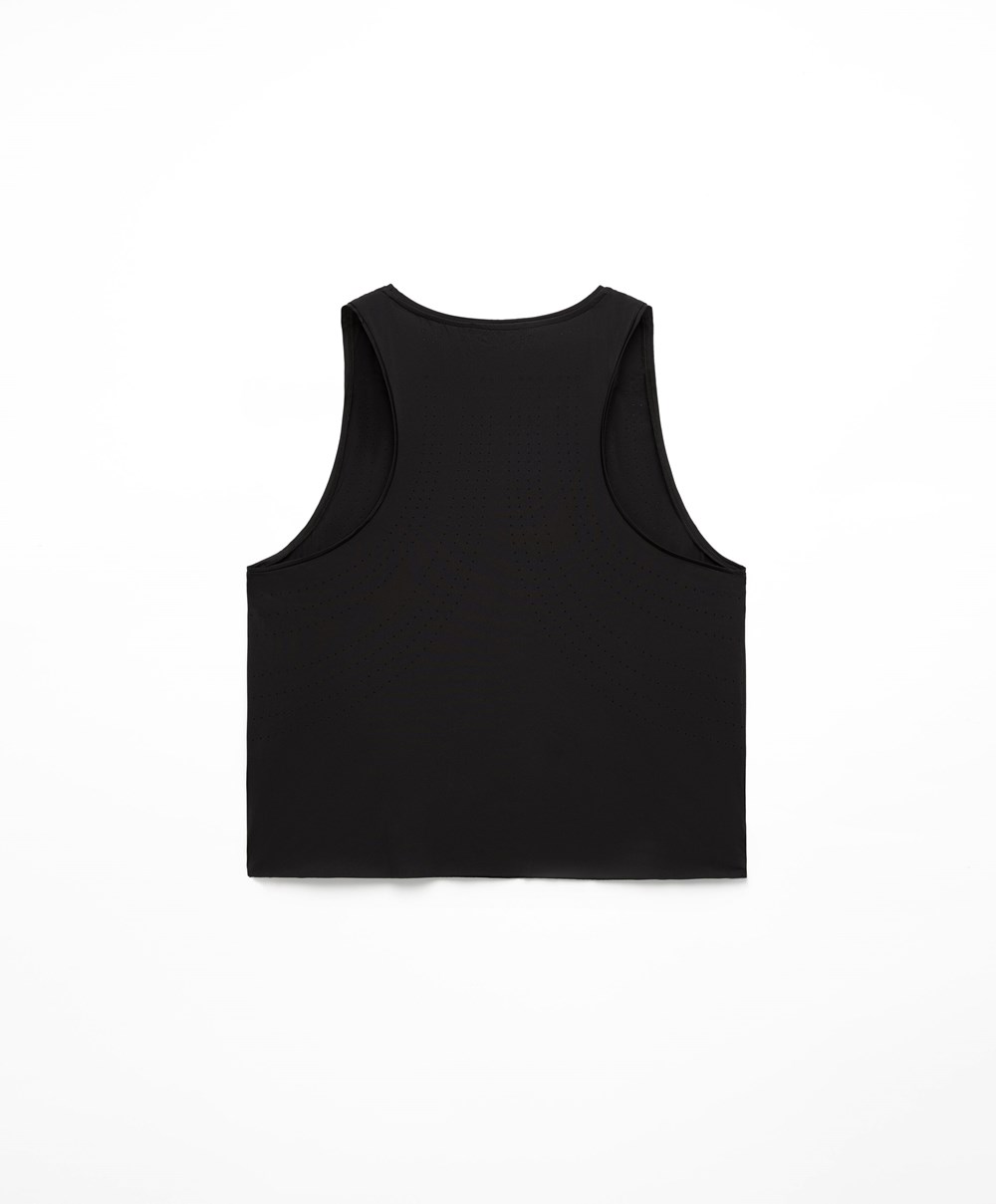 Black Oysho Microperforated Technical Sleeveless T-shirt | VWXI14576