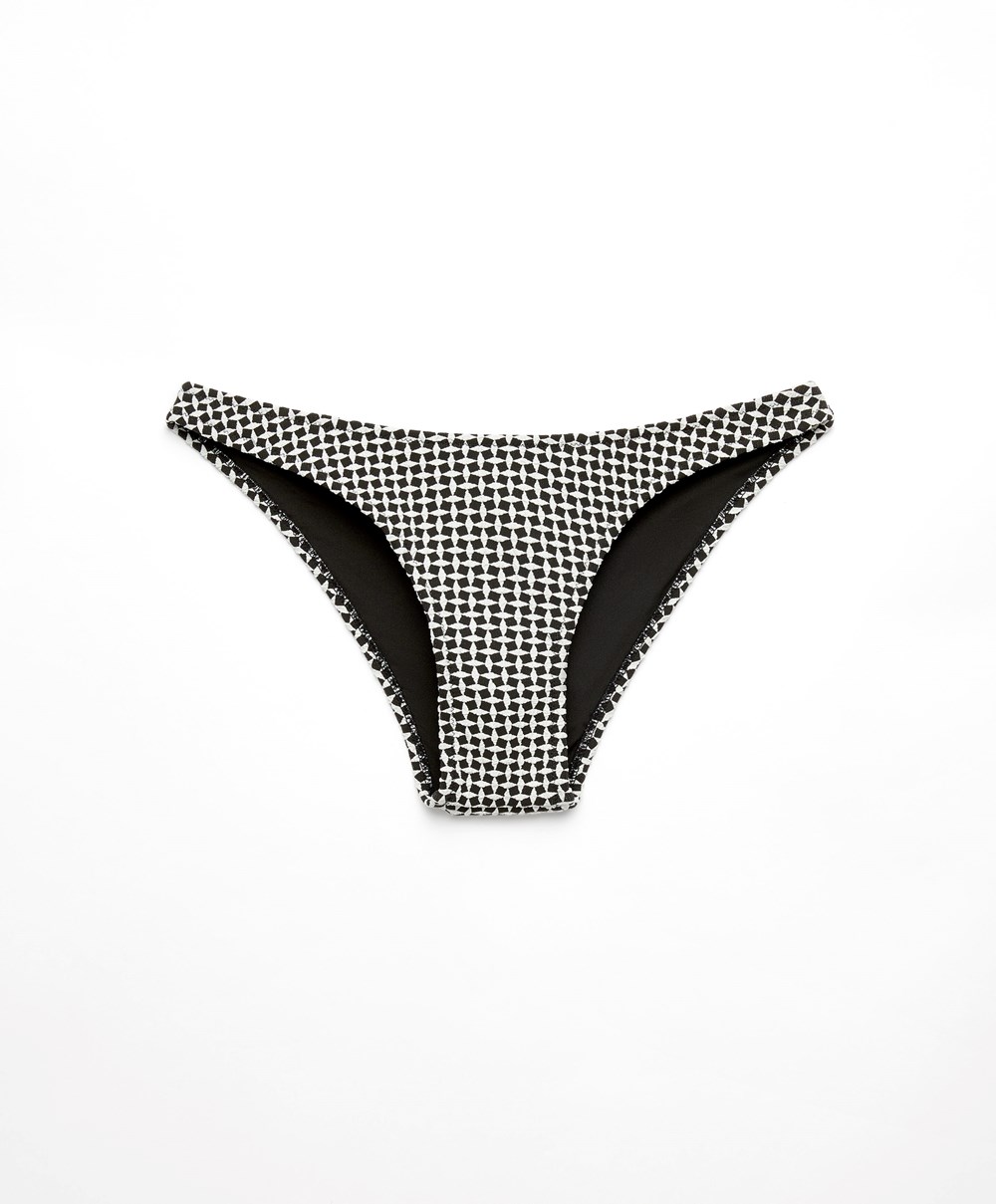 Black Oysho Mini Geometric Medium-coverage U-cut Bikini Briefs | SKHO71248