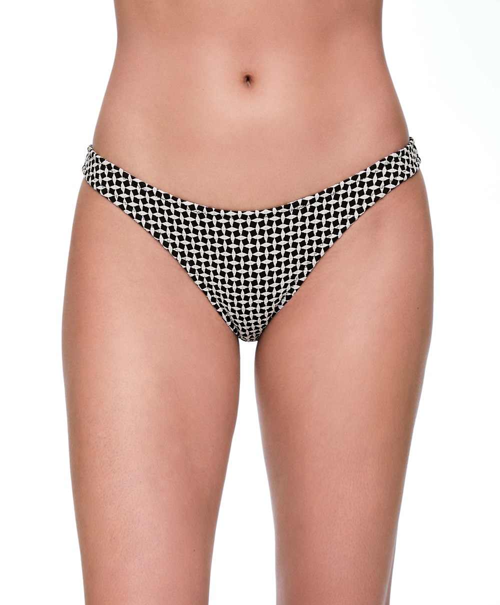 Black Oysho Mini Geometric Medium-coverage U-cut Bikini Briefs | SKHO71248