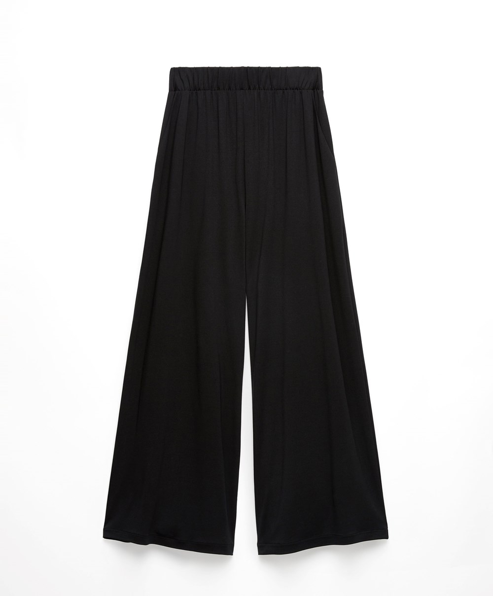 Black Oysho Modal Crop Trousers | GNZD53817