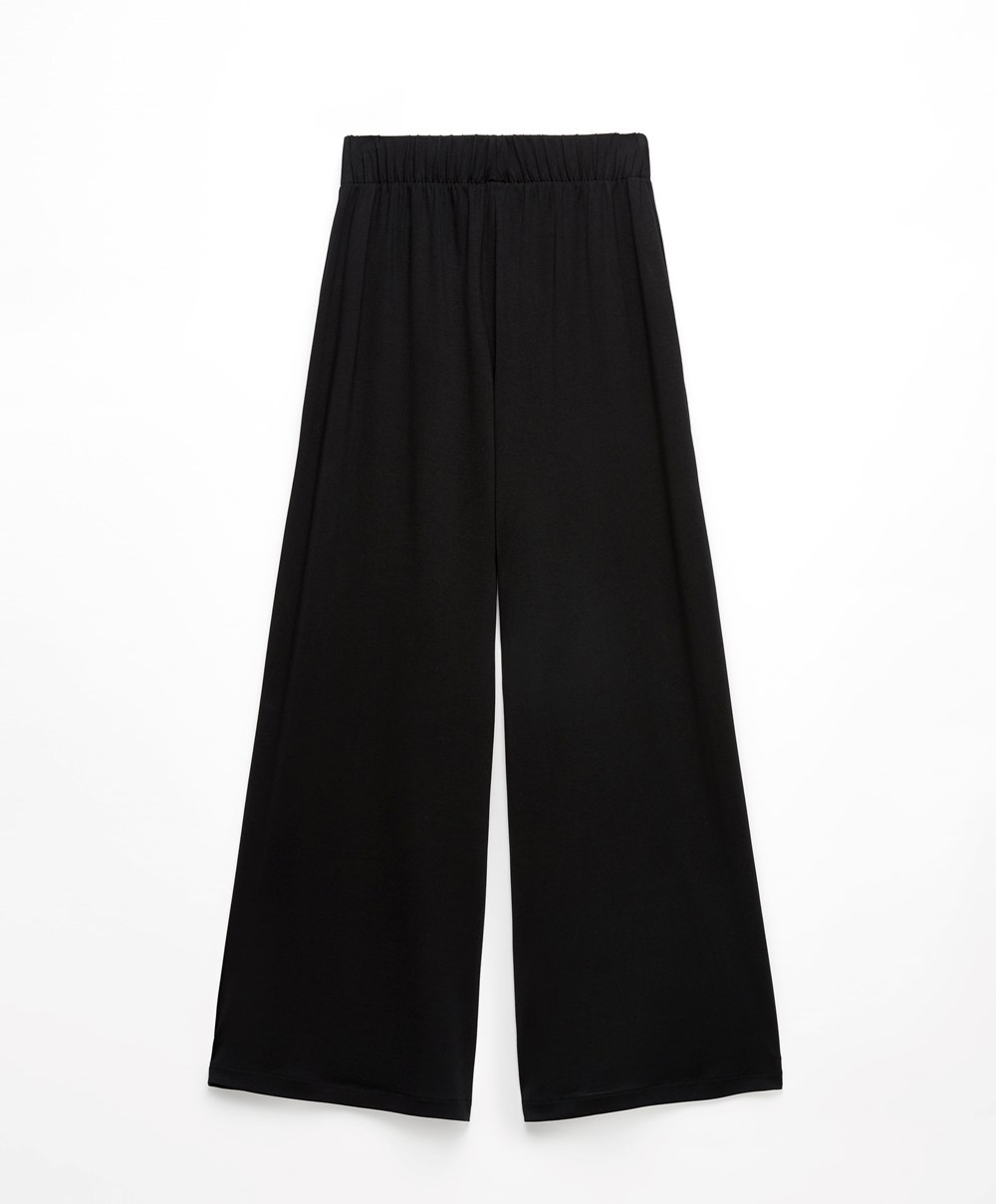 Black Oysho Modal Crop Trousers | GNZD53817