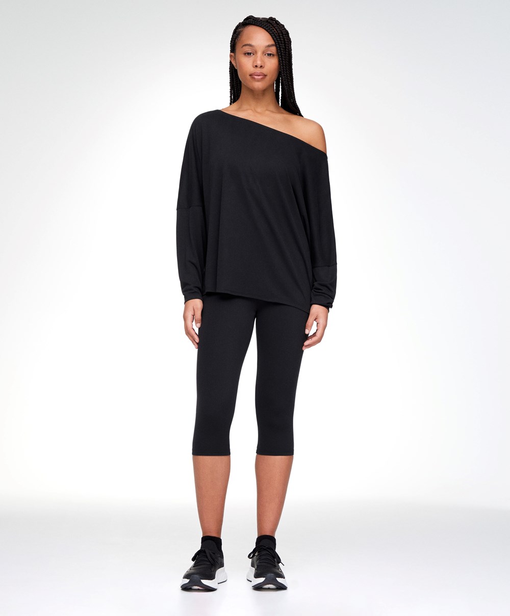 Black Oysho Modal Long-sleeved T-shirt | WARF74098