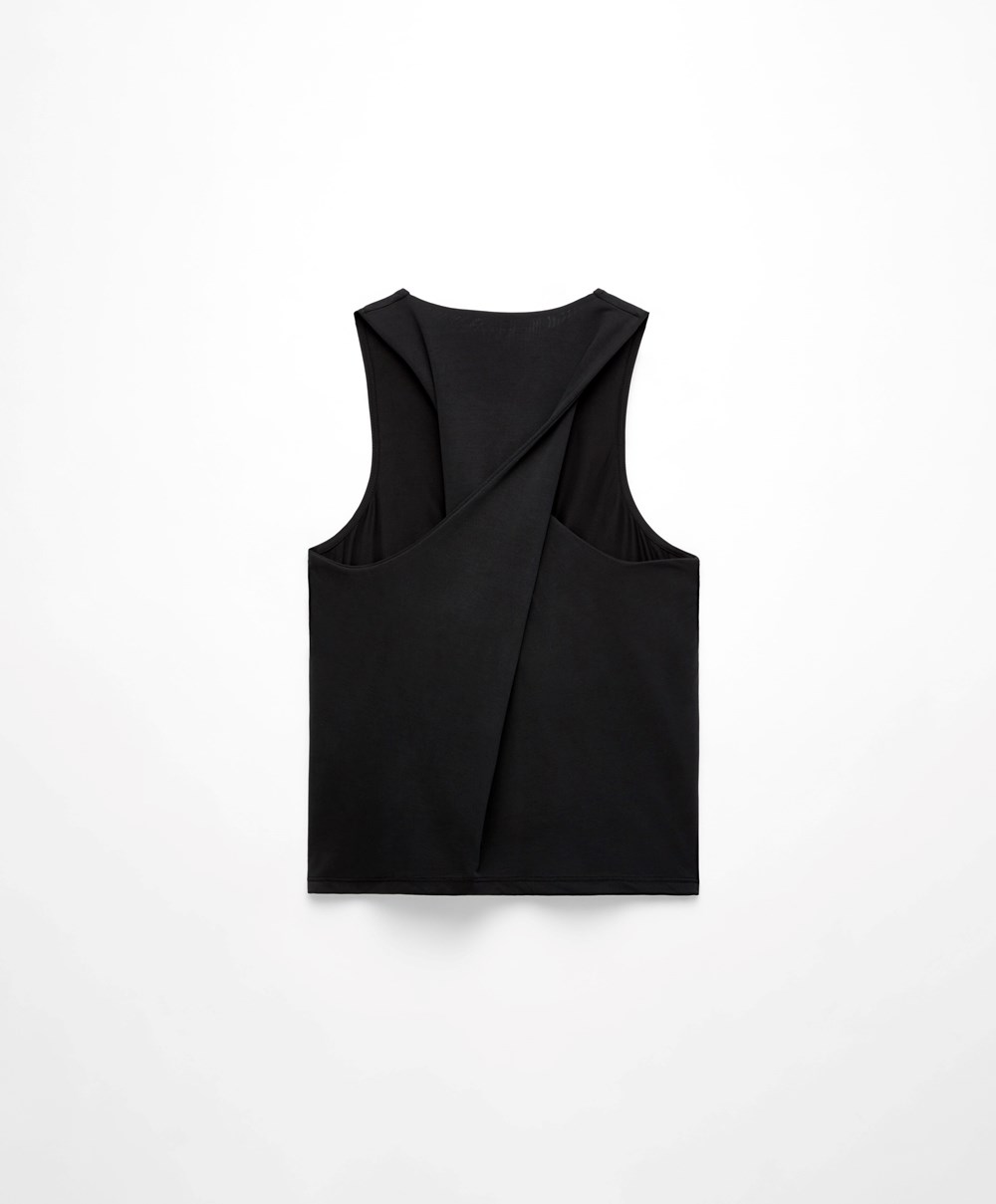 Black Oysho Modal Open Back Sleeveless T-shirt | MCDW97352