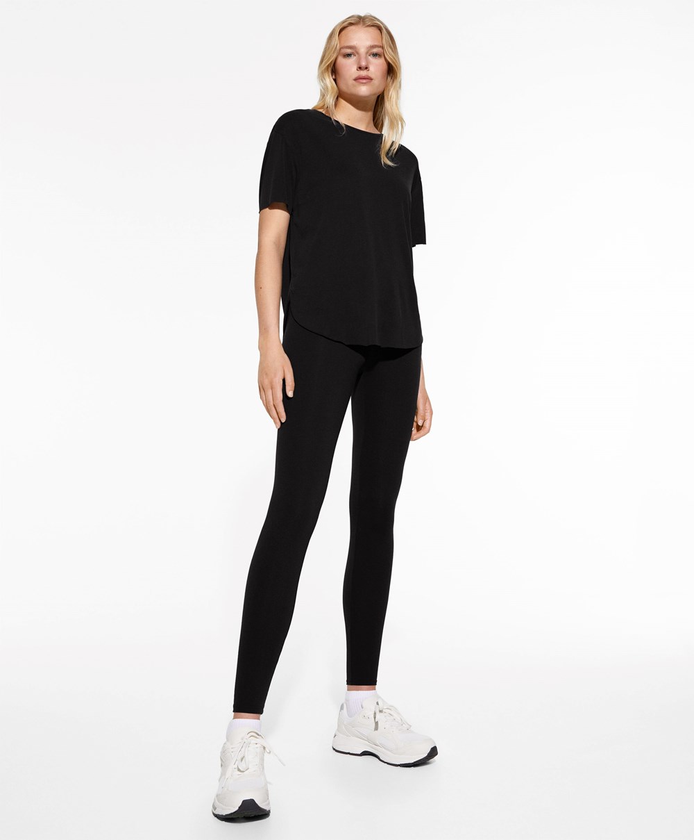 Black Oysho Modal Short-sleeved T-shirt | VEZN20816