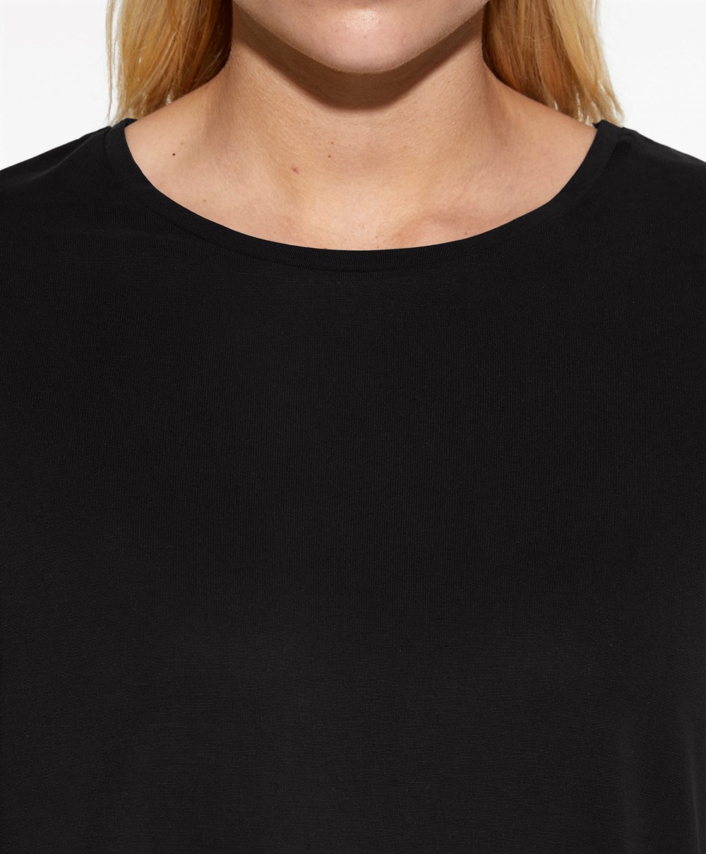 Black Oysho Modal Short-sleeved T-shirt | VEZN20816