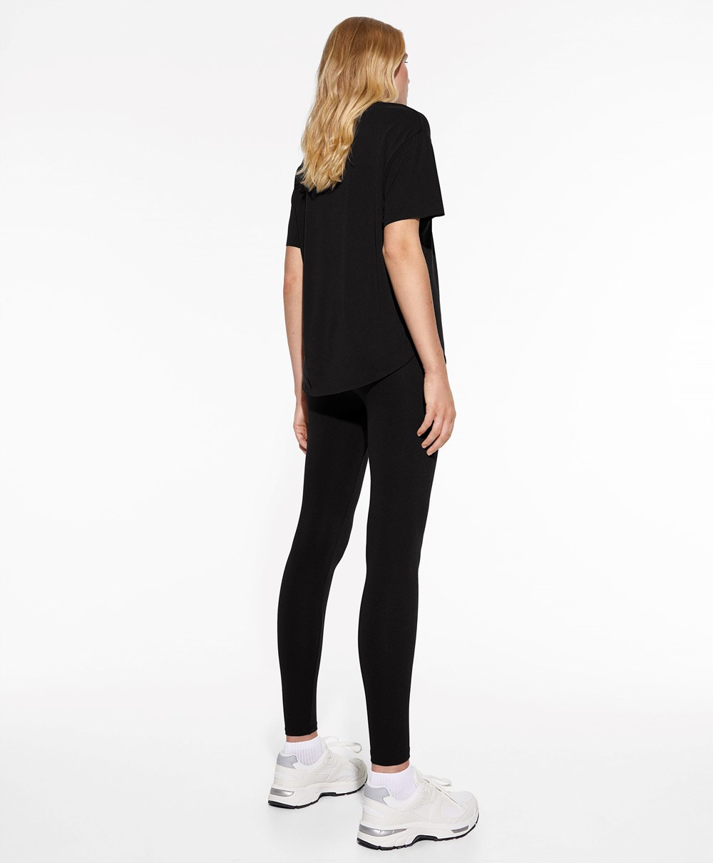 Black Oysho Modal Short-sleeved T-shirt | VEZN20816