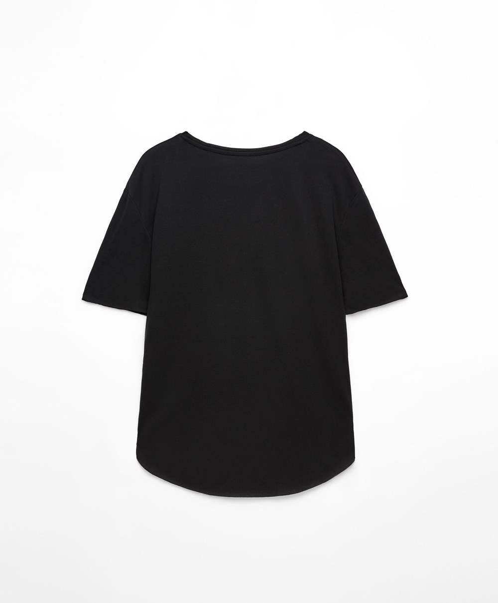 Black Oysho Modal Short-sleeved T-shirt | VEZN20816