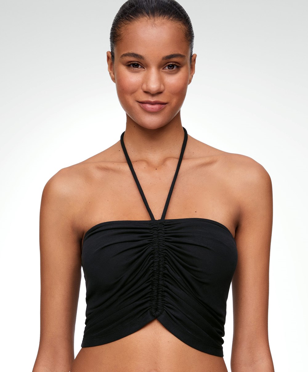 Black Oysho Modal Strappy Top | WGTD29817