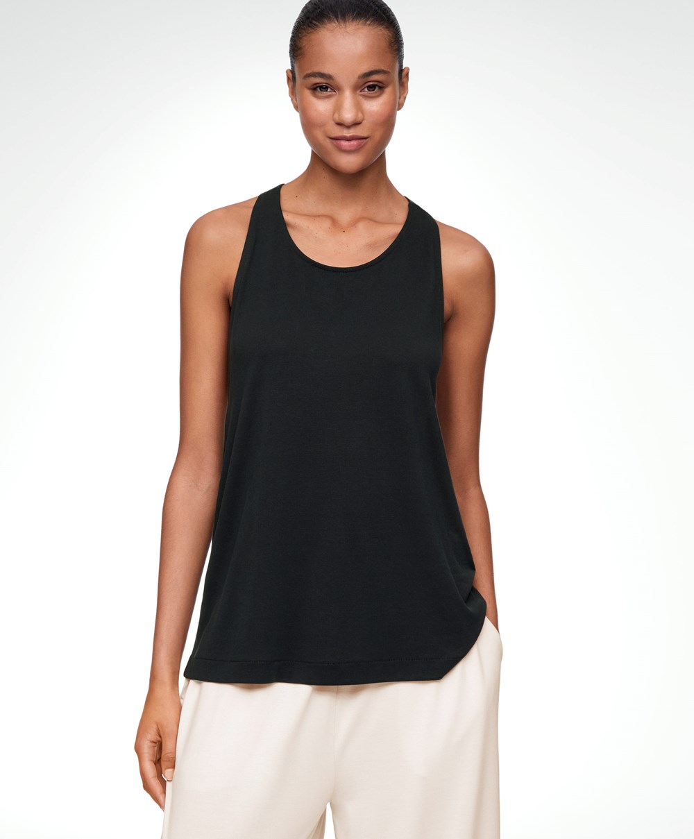 Black Oysho Modal Twist Vest Top | SVLO08263