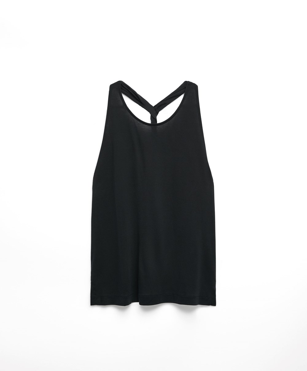 Black Oysho Modal Twist Vest Top | SVLO08263