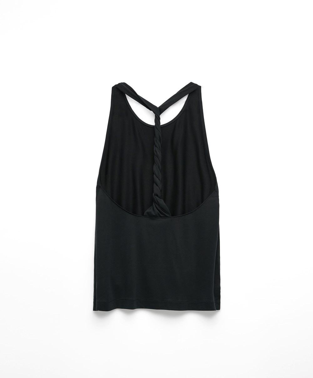 Black Oysho Modal Twist Vest Top | SVLO08263