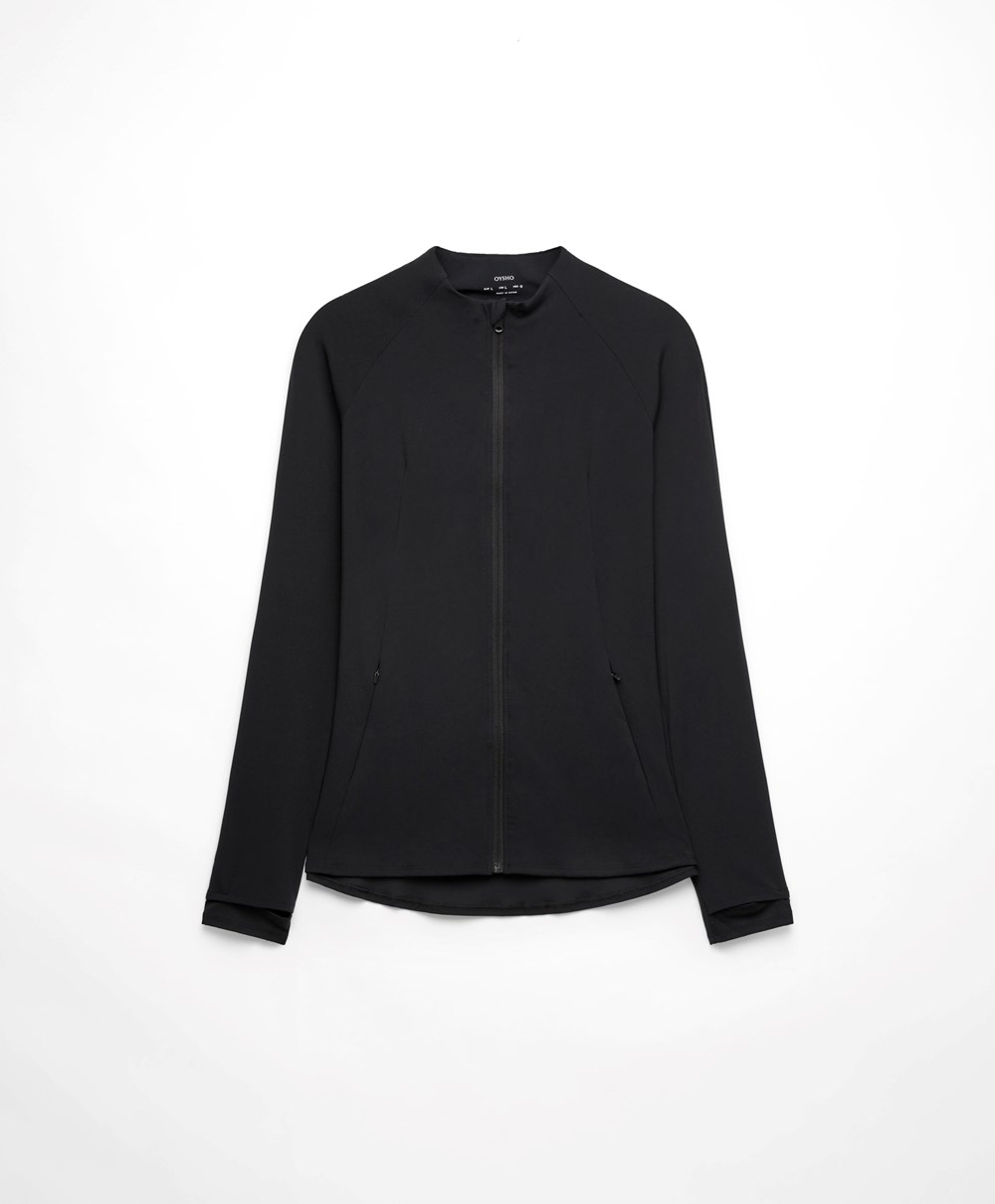 Black Oysho Odoractiv Running Jacket | DUOQ21596