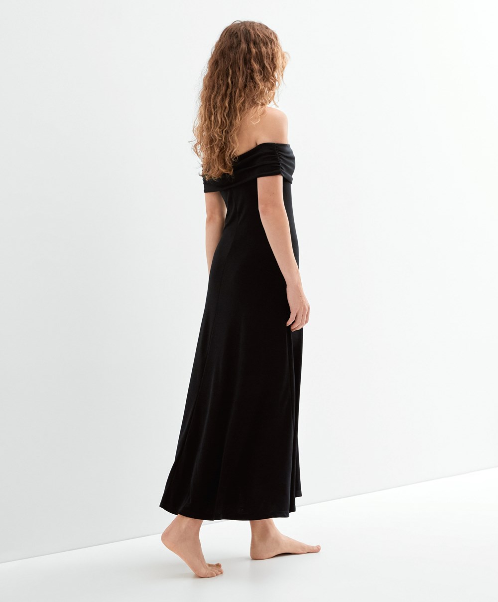 Black Oysho Off-shoulder Dress | HGRJ48376