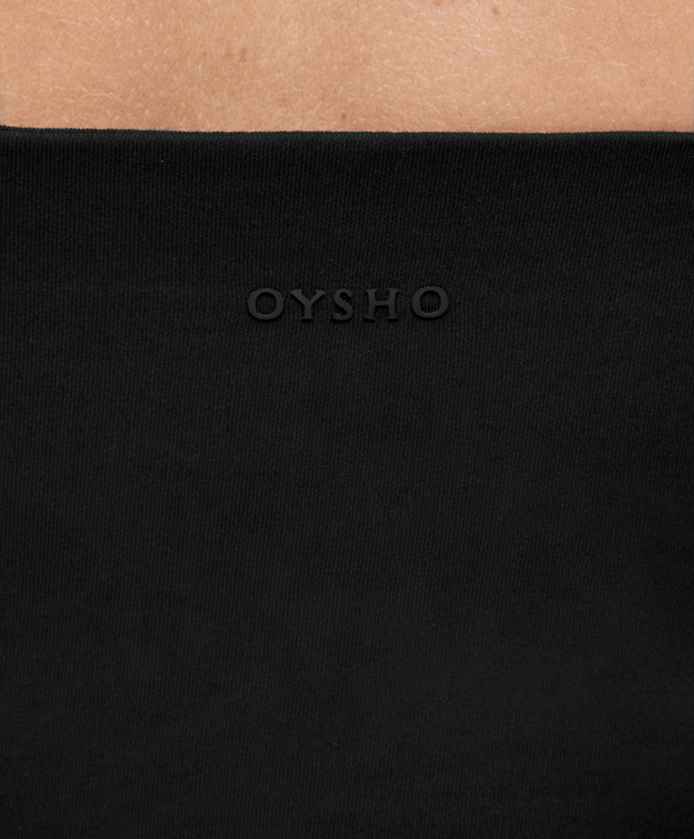 Black Oysho Open-back Comfortlux Halter Top | UVBA57896