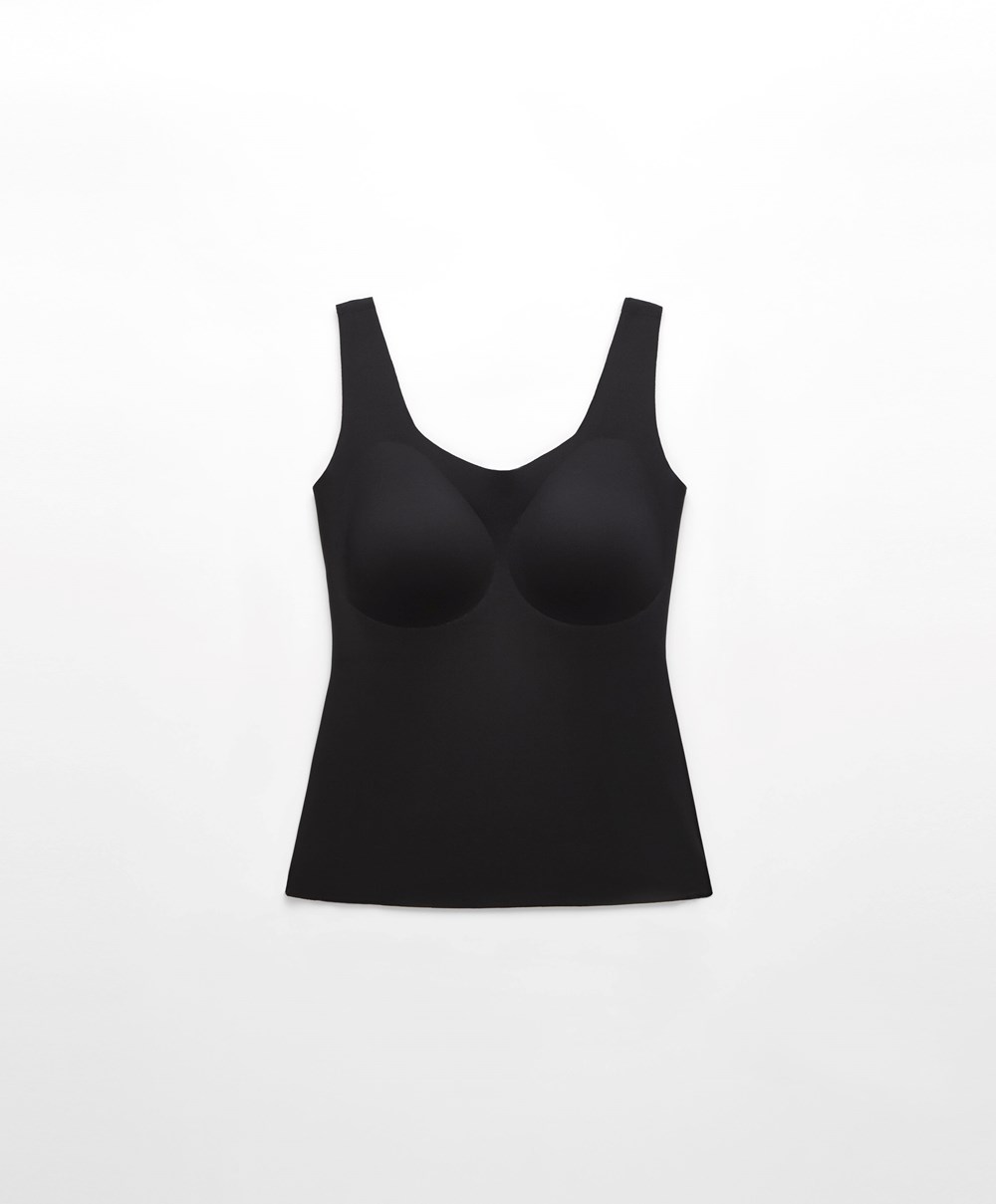 Black Oysho Perfect-adapt Vest Top With Cups | THKX64205