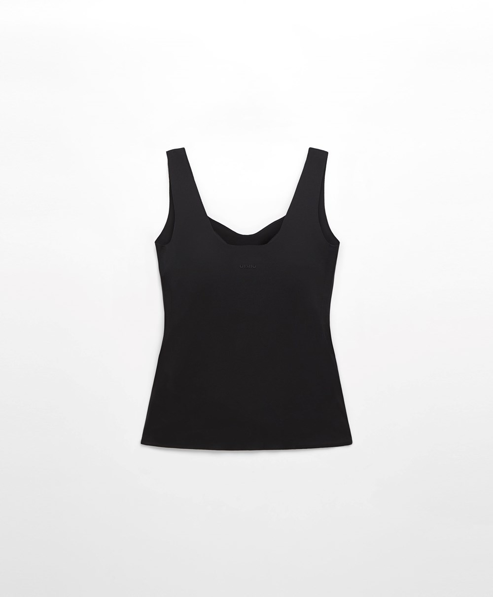 Black Oysho Perfect-adapt Vest Top With Cups | THKX64205