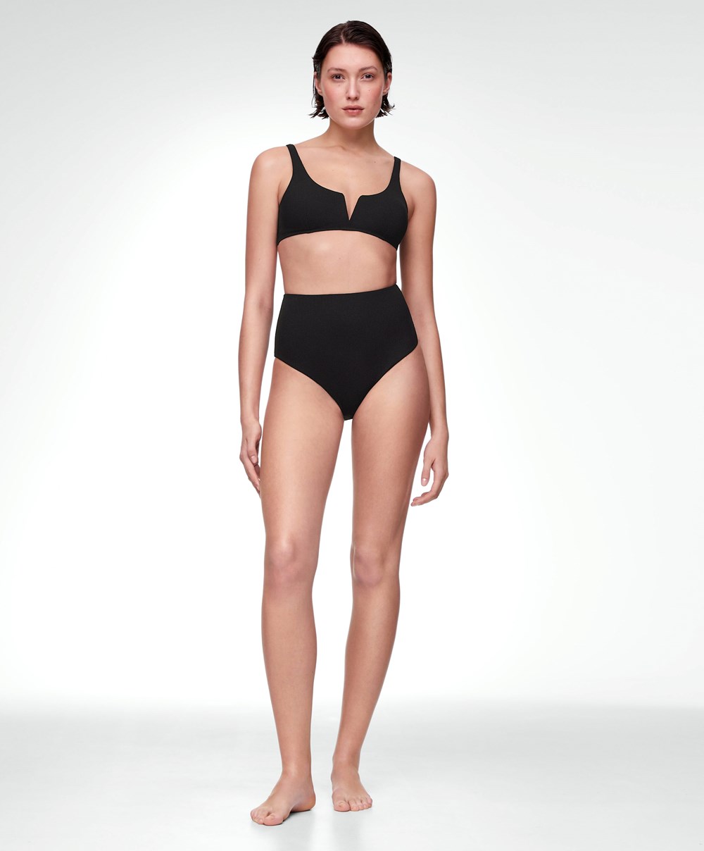 Black Oysho Piqué Halterneck Bikini Top | FRHC27496