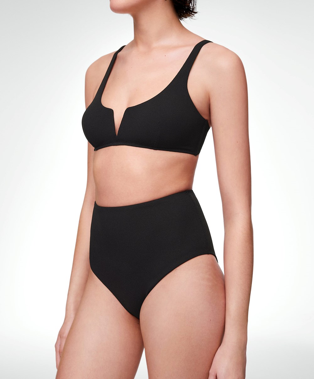 Black Oysho Piqué Halterneck Bikini Top | FRHC27496