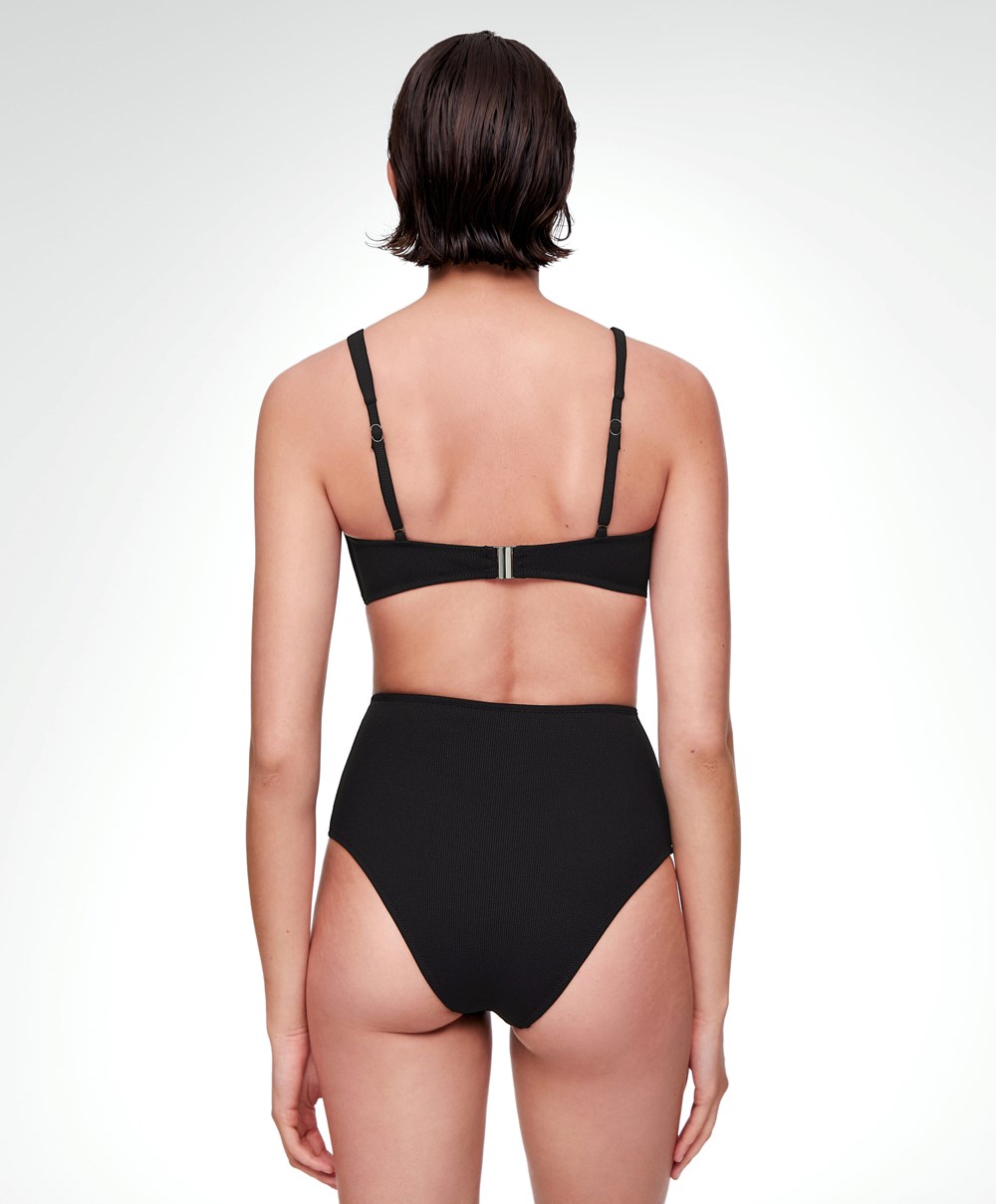 Black Oysho Piqué Halterneck Bikini Top | TQUY32987