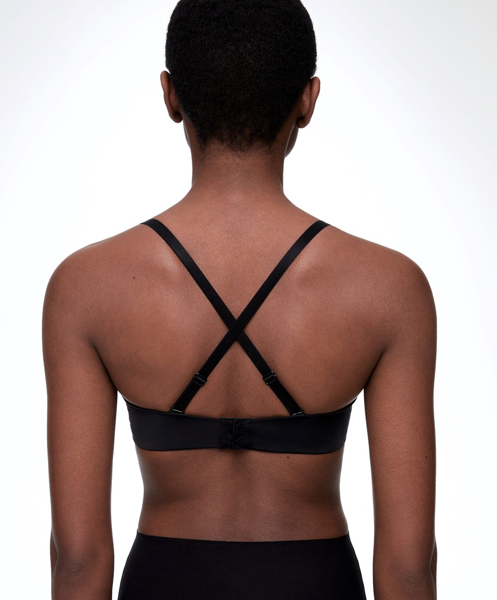 Black Oysho Polyamide Bra With Removable Straps | KYFS97834