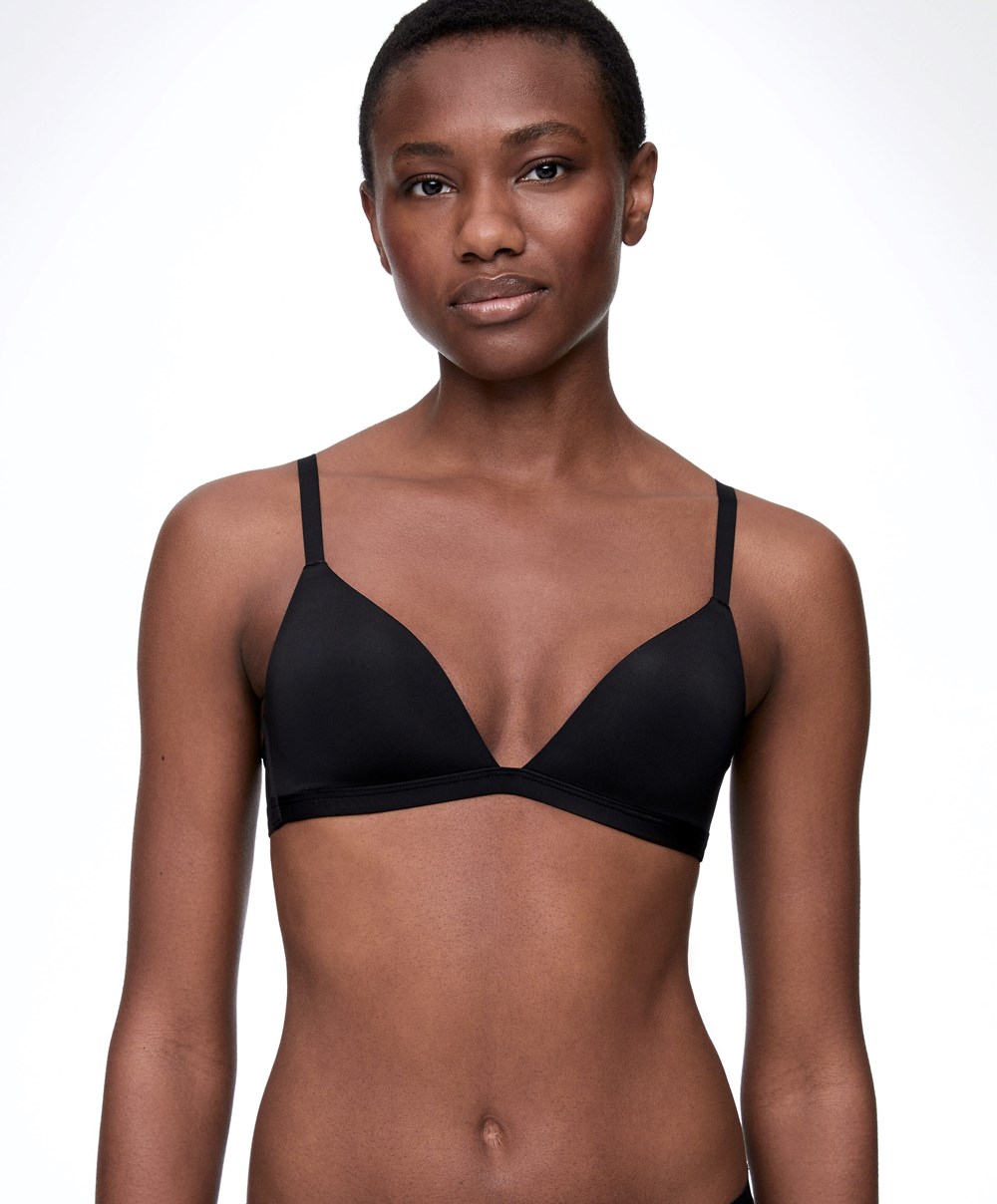 Black Oysho Polyamide Low-cut Triangle Bra | TUFA19084