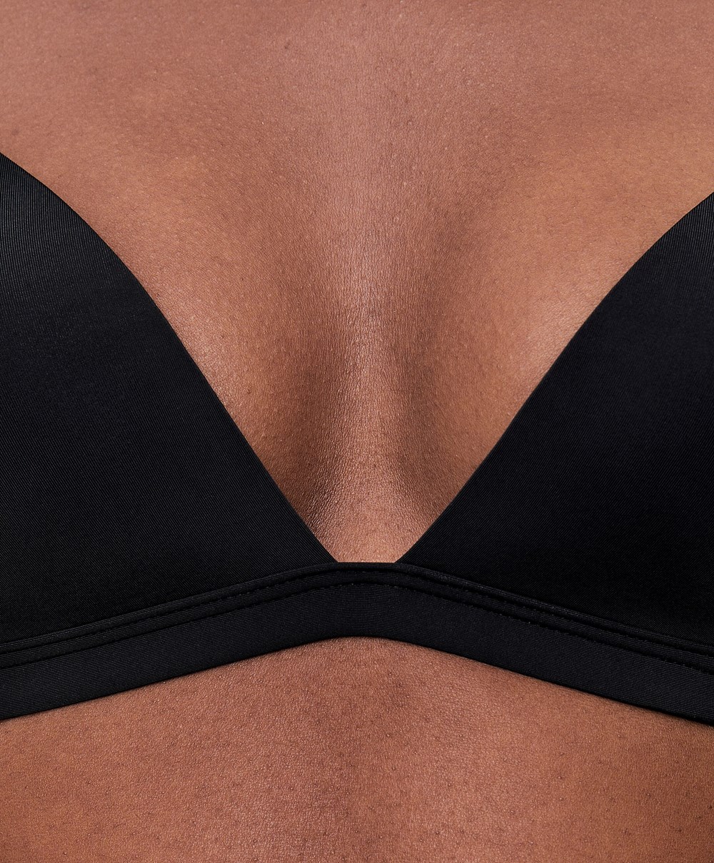 Black Oysho Polyamide Low-cut Triangle Bra | TUFA19084