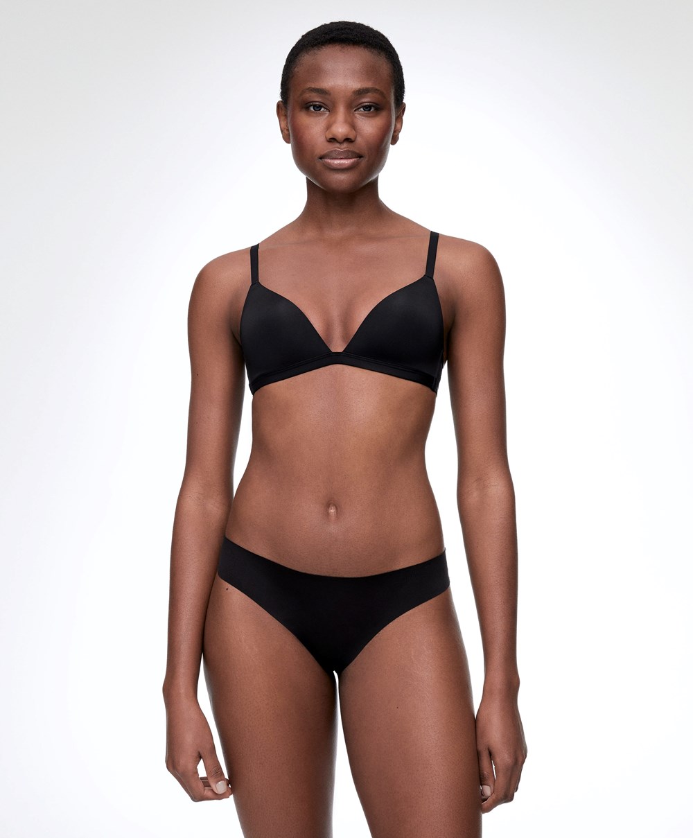 Black Oysho Polyamide Low-cut Triangle Bra | TUFA19084