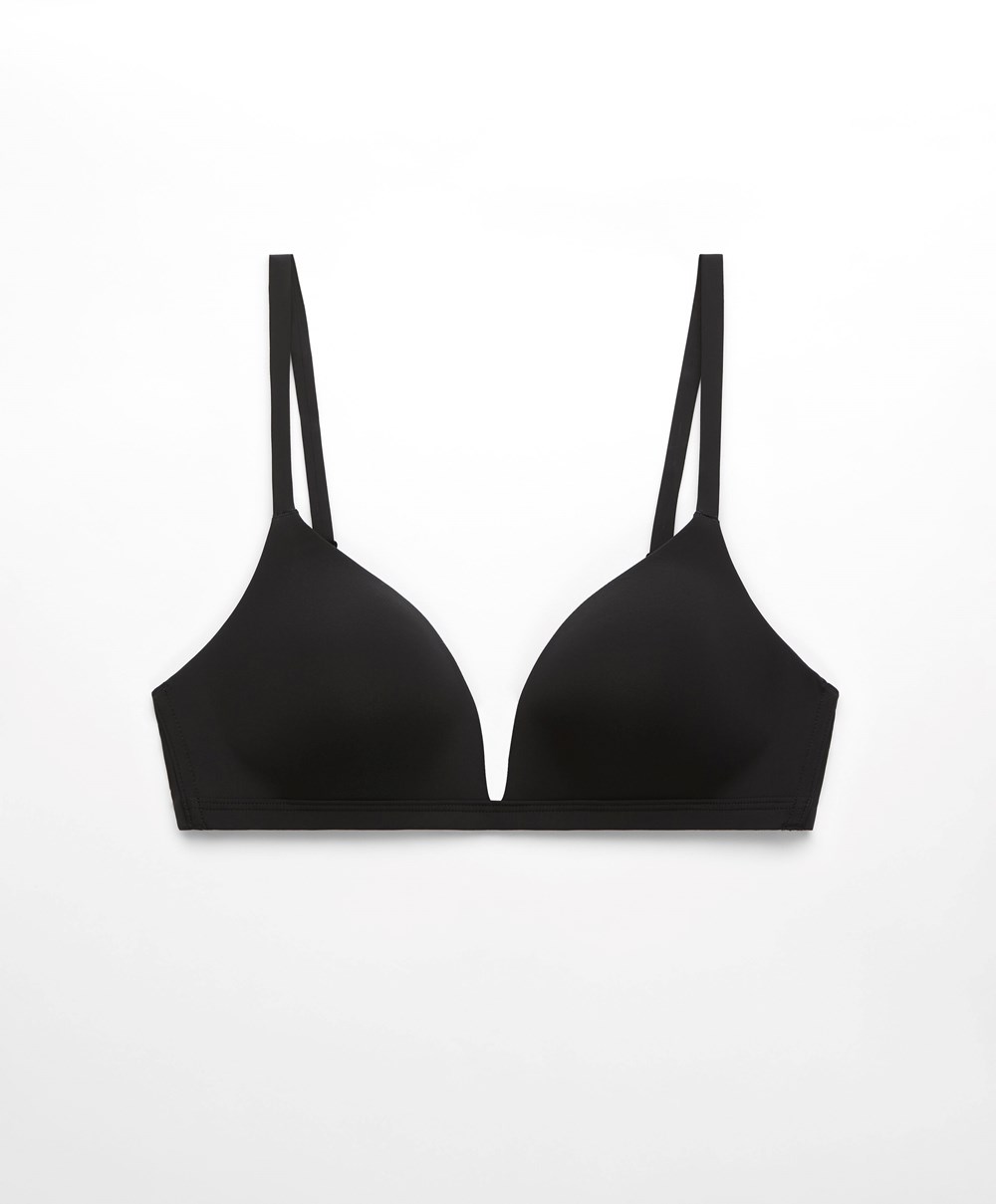 Black Oysho Polyamide Low-cut Triangle Bra | TUFA19084