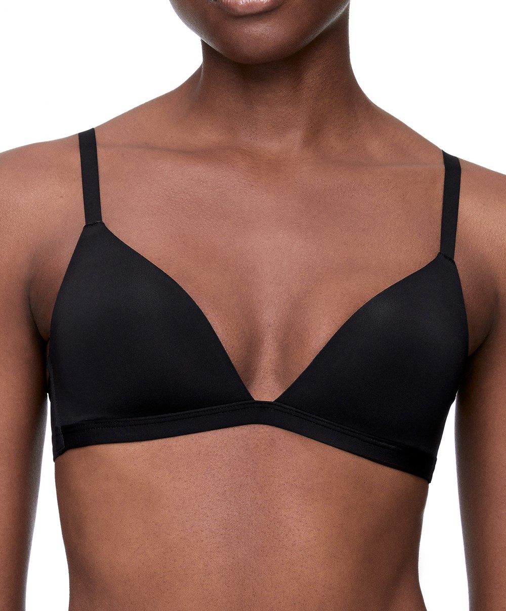 Black Oysho Polyamide Low-cut Triangle Bra | TUFA19084