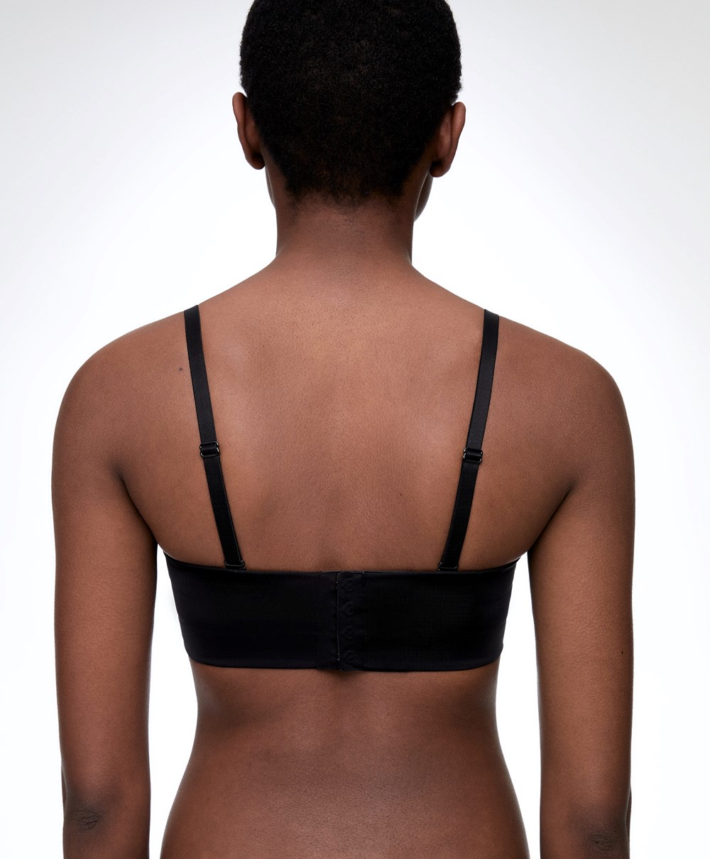 Black Oysho Polyamide Push-up Bandeau Bra | AVWH27645