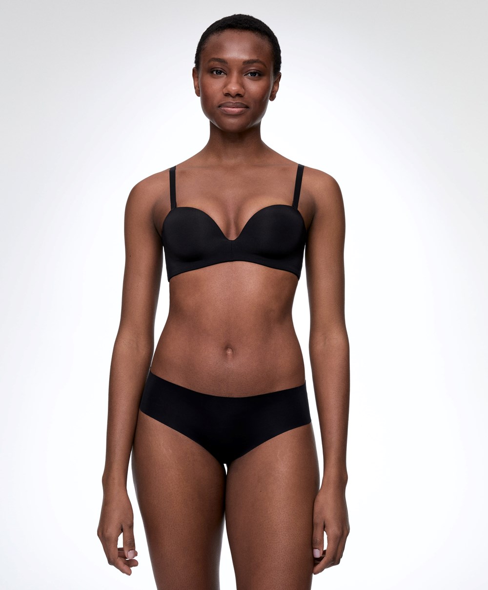 Black Oysho Polyamide Push-up Bandeau Bra | AVWH27645