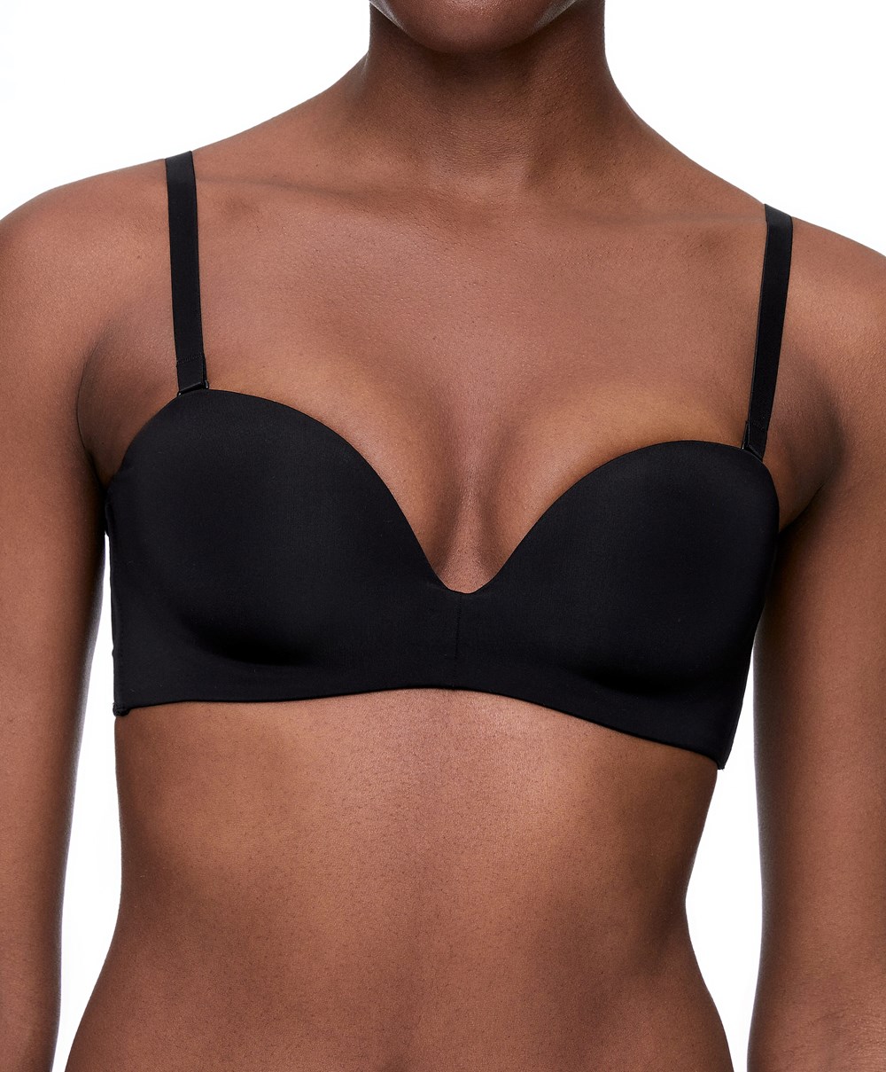 Black Oysho Polyamide Push-up Bandeau Bra | AVWH27645