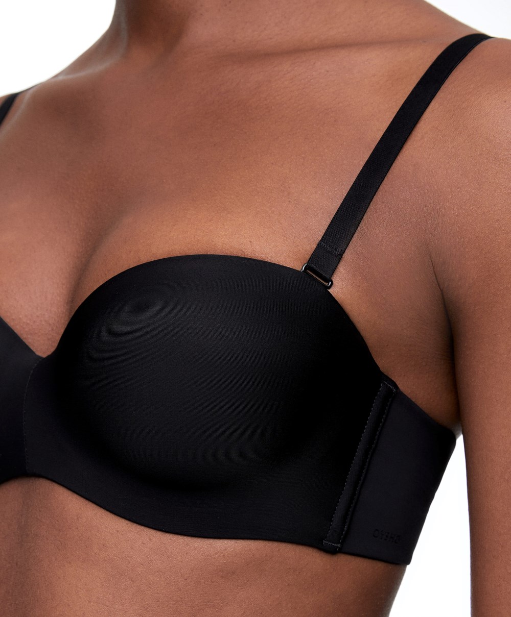 Black Oysho Polyamide Push-up Bra With Removable Straps | EGZK50734