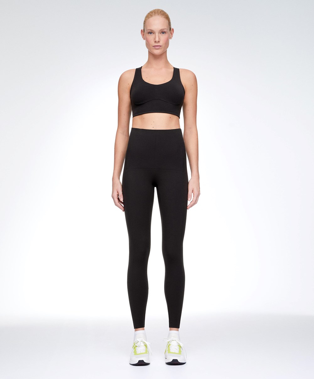 Black Oysho Post-partum 65cm Compressive Leggings | PCUN51342