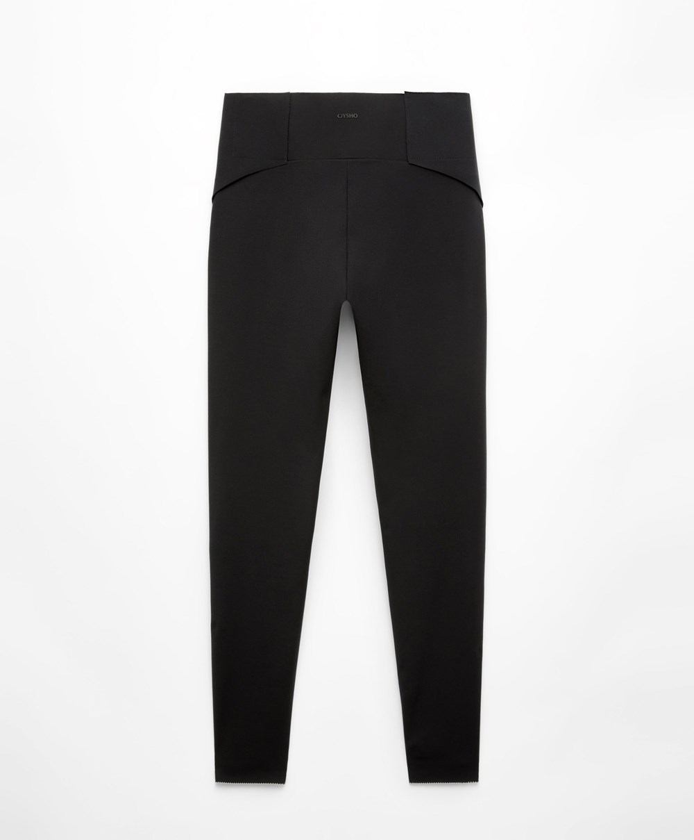 Black Oysho Post-partum 65cm Compressive Leggings | PCUN51342