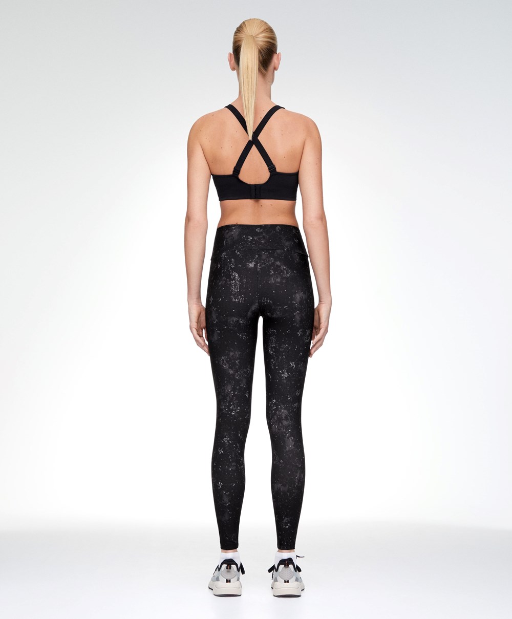 Black Oysho Print 65cm Ankle-length Leggings | FTEA83695