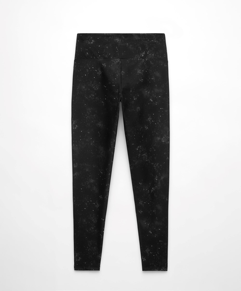 Black Oysho Print 65cm Ankle-length Leggings | FTEA83695