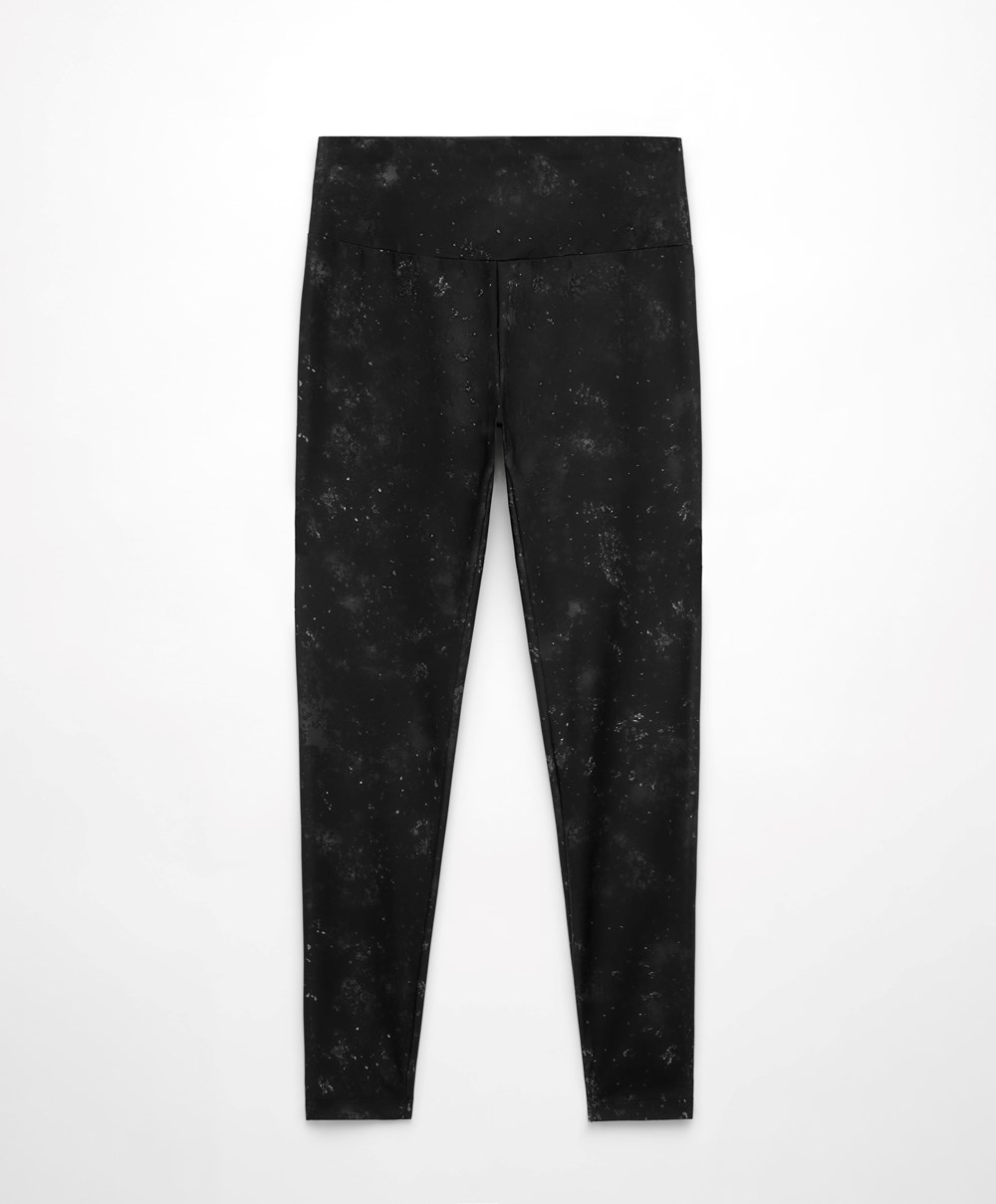 Black Oysho Print 65cm Ankle-length Leggings | FTEA83695