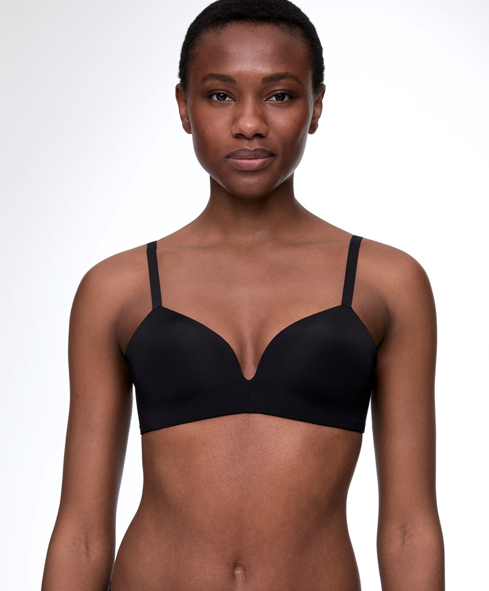 Black Oysho Push-up Padded Triangle Polyamide Bra | TSYI85391