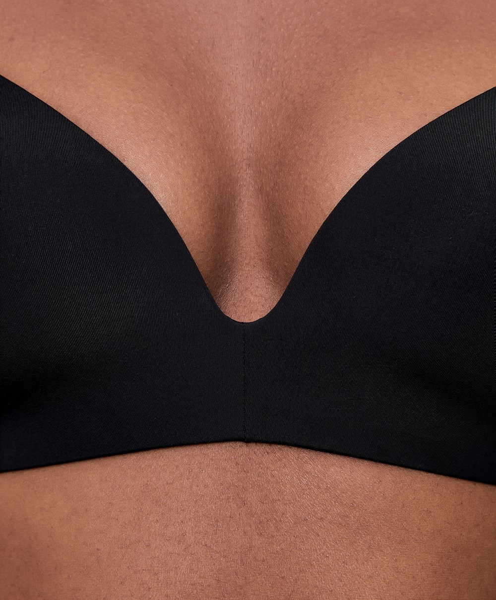 Black Oysho Push-up Padded Triangle Polyamide Bra | TSYI85391