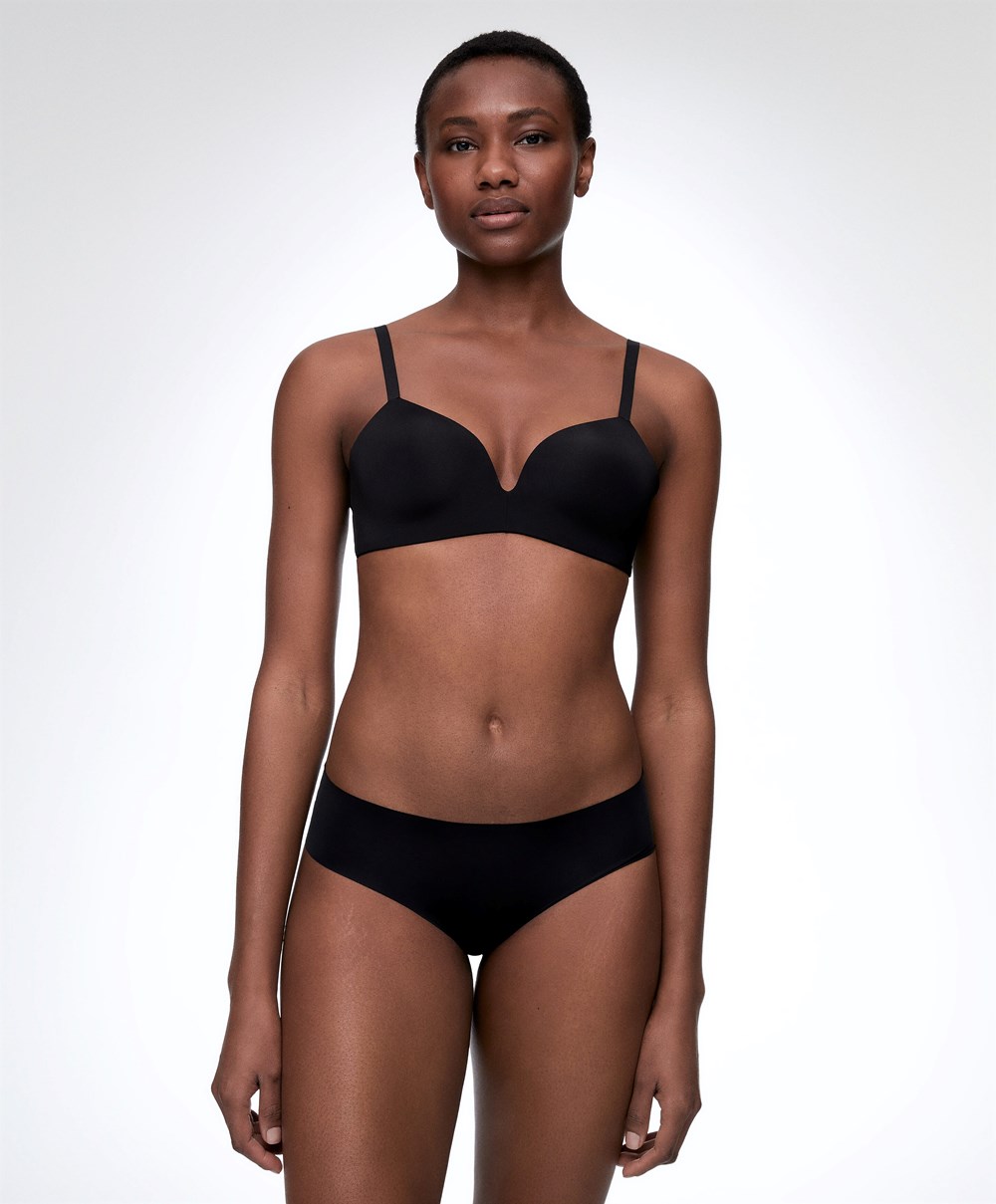 Black Oysho Push-up Padded Triangle Polyamide Bra | TSYI85391