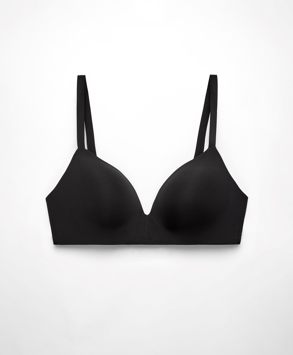 Black Oysho Push-up Padded Triangle Polyamide Bra | TSYI85391