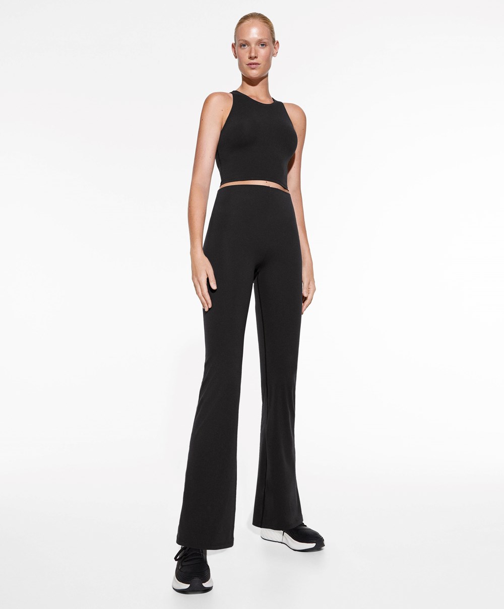 Black Oysho Raise Up Compressive Flare Trousers | SAXP84652